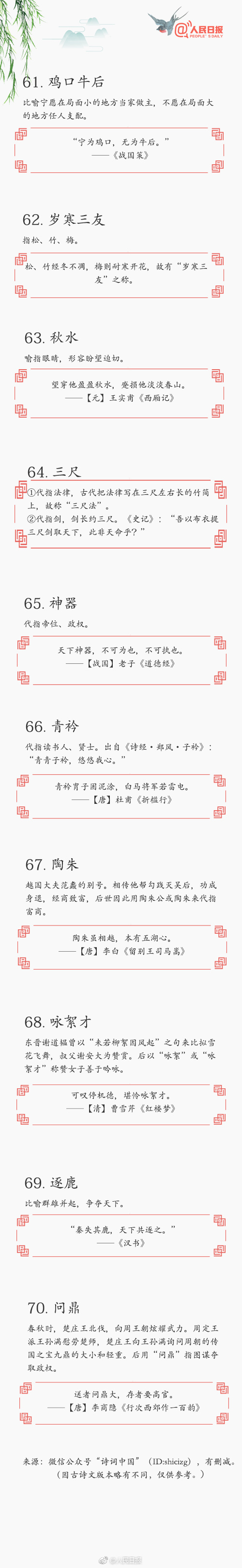 常識(shí)積累：70個(gè)詩(shī)詞中的文化典故